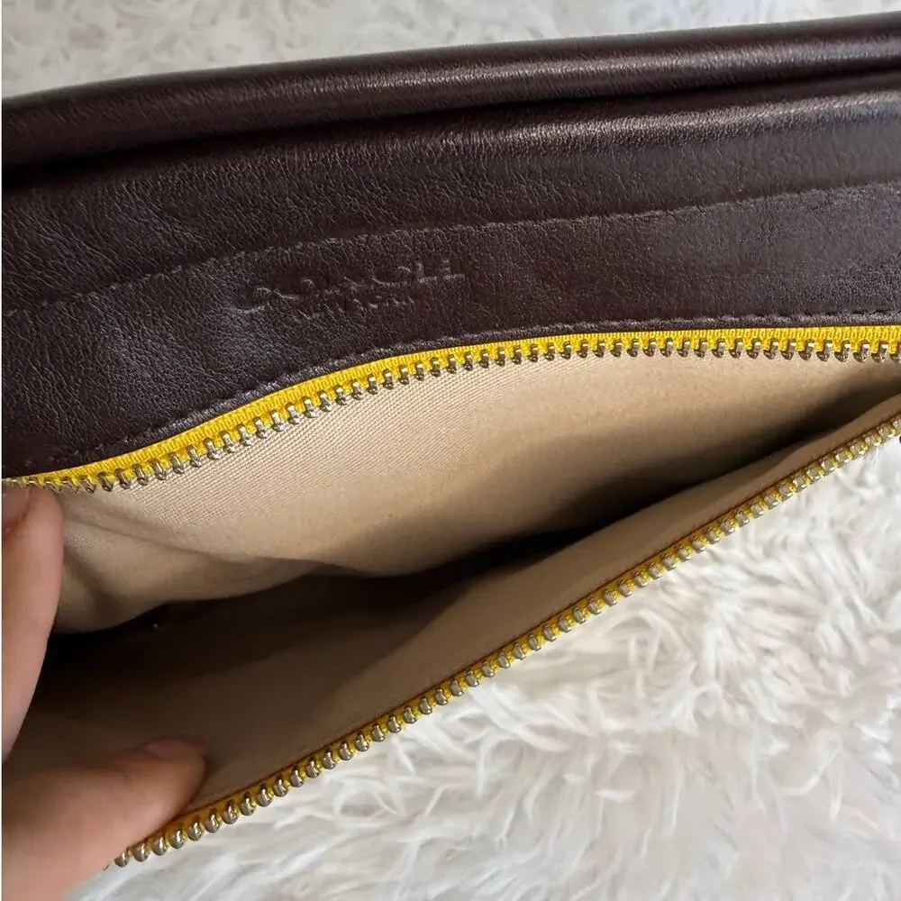 Coach Legacy Ocelot Haircalf Leather Zipper Pouch Clutch